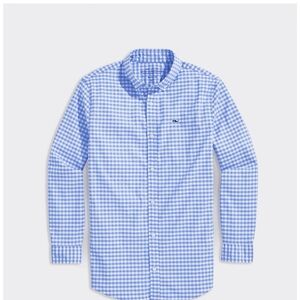 Vineyard Vines Kids Blue Gingham Button Down Shirt